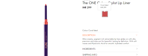 The ONE Colour Stylist Lip Liner color coral ideal